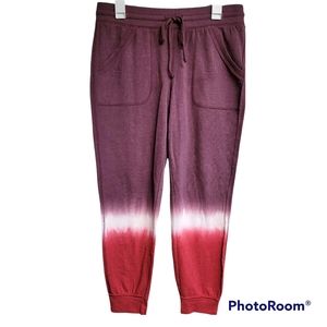 Knox Rose Burgundy Red Tie Dye Lounge Sweat Pant Joggers